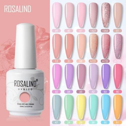 ROSALIND 15ml Gel Nail Hybrid Varnishes Soak Off Nails Art Long Lasting Gellak Polish Pure Colors Need UV&LED For Manicure