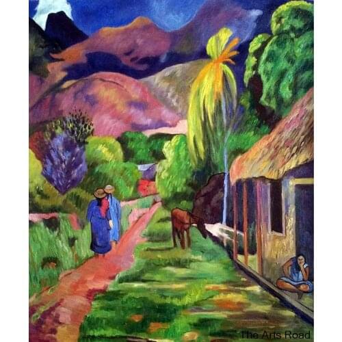 Original Quality Art Oil on Canvas Road in Tahiti, 1891 by Paul Gauguin Painting for Living Room Office Decor Hand Made