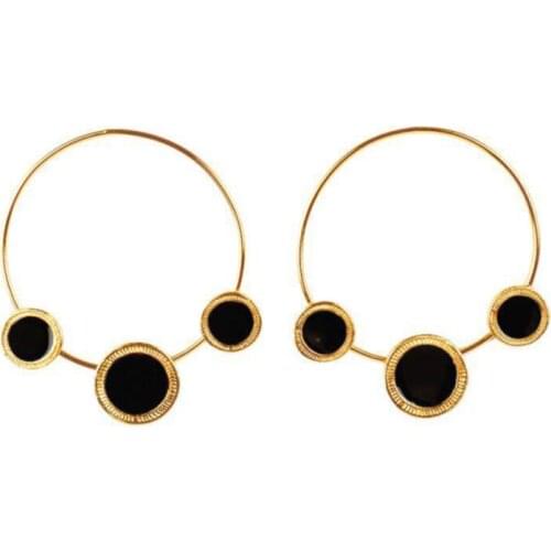 Fashion Big Loop Dangle Earrings Bohemian Gold Color Circle Round Drop Earring Red/Black For Women Girls Traveling Jewelry
