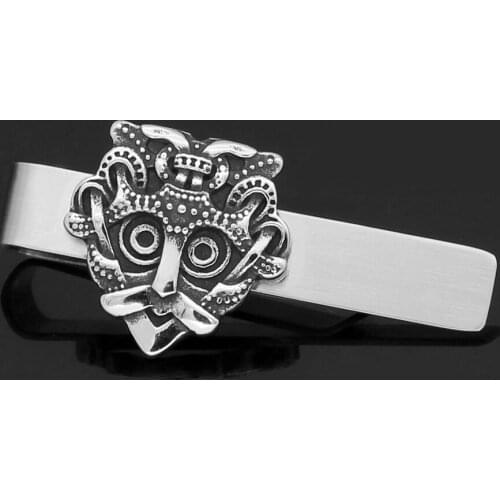 Stainless steel Nordic viking odin face amulet rune Tie Clips -small size with Valknut gift bag