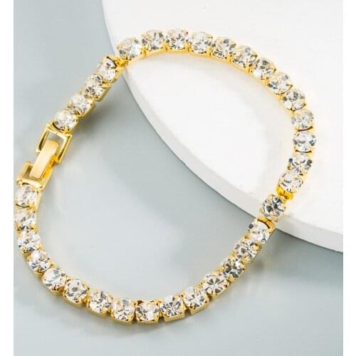 New Fashion Luxury Full Crystals CZ Cuban Link Chain Bracelet for Women Men Gold Black Color Bling Rhinestone Bracelet Jewelry