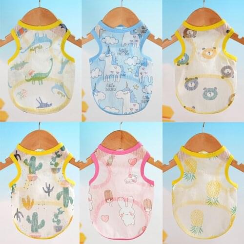 Cat Dog Cooling Vest T-shirt Puppy Dogs Summer Sunscreen Clothes Vest Cute Pet Dog Cat Casual Vests Dress for Small Pet Supplies