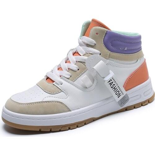 Autumn and winter new high top shoes, casual small white shoes, Zhongbang board shoes, single shWomens shoes student board soes
