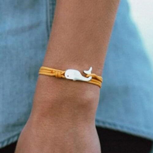 Navy Style Camping Parachute Cord Whale Tail Bracelet Men Women Jewelry Wrap Metal Hooks