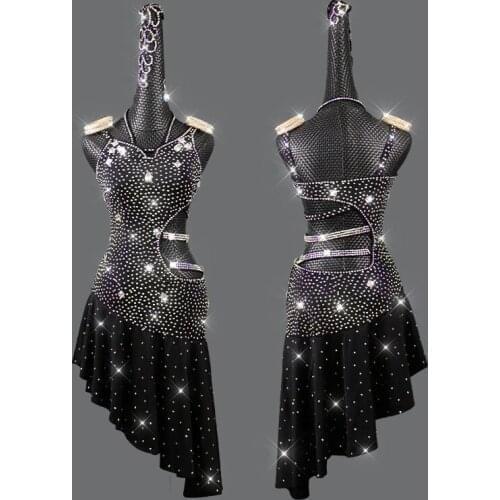Latin Dance Dress Gorgeous Full Rhinestone Cha Cha Rumba Performance Stage Wear Tango Dancewear Competition Costume VDB3854