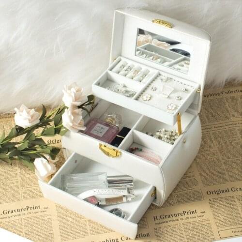 Portable Jewelry Box Jewelry Casket Necklace Earrings Bracelet Rings Watches Organizer Makeup Storage Case Beauty Travel Box