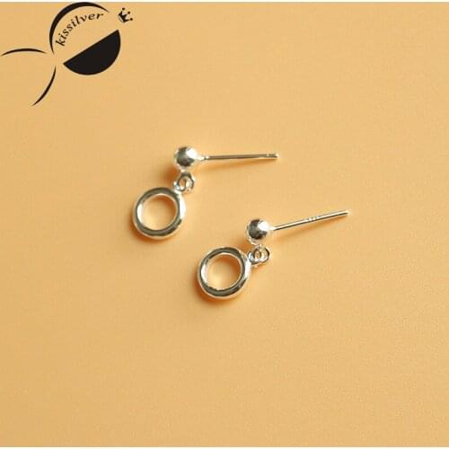 S925 silver bubble pop style simple square circle earrings earrings on the price of a female send Tremella block