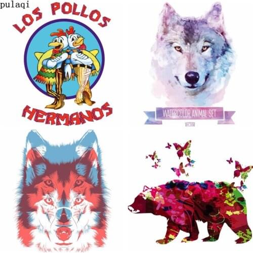Pulaqi Los Pollos Iron on Transfers for Clothes Stripes Patches Heat Transfer Vinyl Thermo Stickers Applique Cartoon Decor Badge