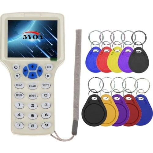 RFID Copier Writer Readers Duplicator 125KHz 13.56MHz USB Programmer NFC Smart 10 Frequency Key fob Cards Reader UID Decoder