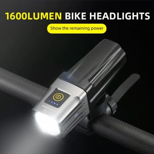 ROCKBROS Bicycle Light 1600lm Bike Light Rainproof USB Rechargeable LED 5000mAh MTB Front Lamp Aluminum Ultralight Headlight
