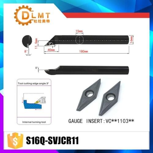 S16Q-SVJCR11 3 Degrees Internal Turning Tool Holder For VCMT110304 VCMT110308 Insert Internal Boring Bar Lathe Machine
