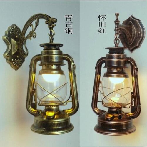 Retro E27 modern antique iron lantern wall lamp wall, living room, kitchen, bedroom, hallway, balcony lamp