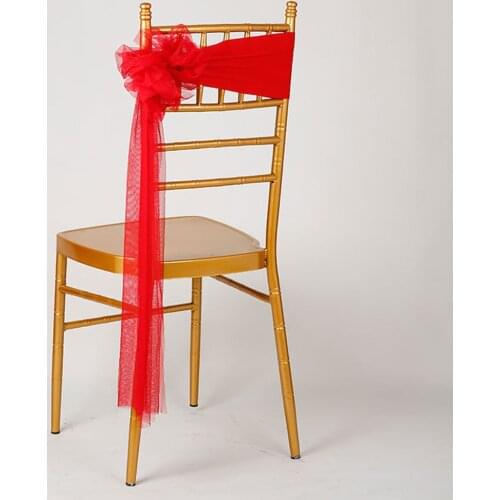 Wedding Party Favor White Red Muslin Chair Sash Conference Christmas Girl Boy Baptism Decor Stretch Bands Pink Blue 50 Pieces