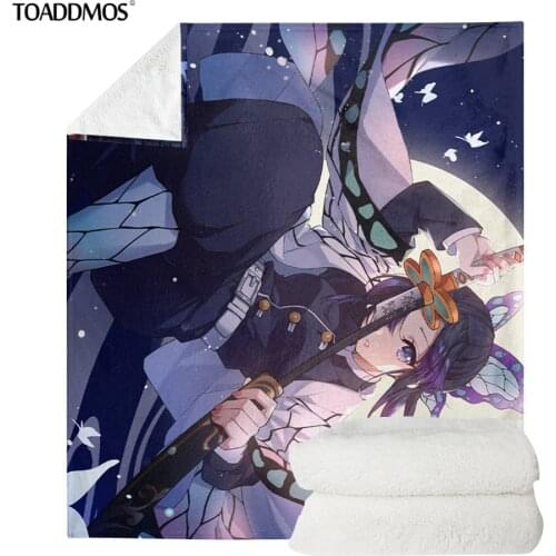 TOADDMOS Japan Anime Demon Slayer Pattern Warm Bed Fleece Blanket Soft Thin Quilt Sofa Throw Blanket Home Bedding manta cobertor