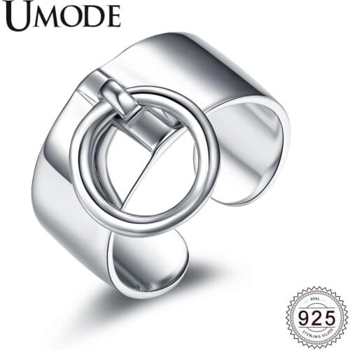 UMODE Circle Adjustable Open 925 Sterling Silver Finger Rings Gifts for Women Men Accessories bijoux en argent 925 ULR0323
