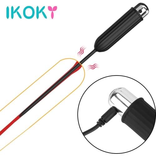 IKOKY Insertion Urethral Plug 10 Frequency Soft Urethral Sound Dilator Sex Toys for Man Penis Plug Catheter with Bullet Vibrator