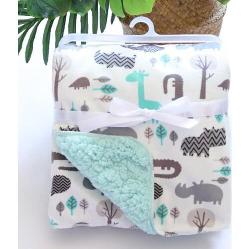 Thicken Baby Blankets Newborn Fluffy Fleece Swaddle Wrap Cartoon Infant Baby Stroller Blankets Minky Baby Blanket Bedding Cover