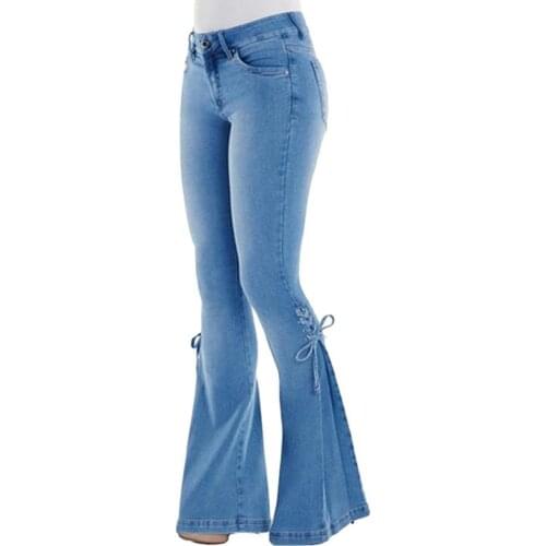 Sweatpants Women Jeans Plus Size Vintage Flare Jeans Lace Up Bow Skinny Wide Leg Denim Pants Elegant Streetwear джинсы 2021