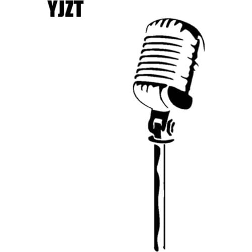 YJZT 5.5CM*17.8CM Rock Microphone Vinyl Interesting Car Sticker Decals Motorcycle Black/Silver C13-000606