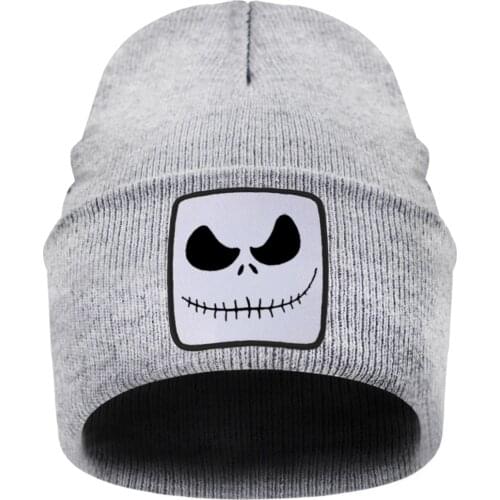 Jack Skellington Print Knitted Caps for Woman Foldable Breathable Beanie Hat Fashion Man Hip Hop Street Skull Cap Hedging Hat