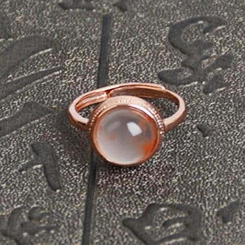 Natural agate red jade ring resizable jadeite jade rings 925 sterling silver women rings jade jewelry nickles women rose gold