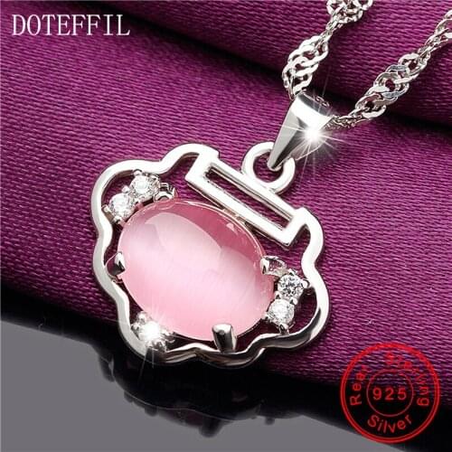 Good Luck 925 Sterling Silver Necklace Women Fashion Round Four Colors AAAA Zircon Pendant Necklace Charm Silver Jewelery