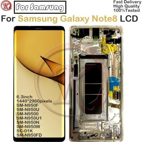 For Samsung Galaxy Note 8 LCD Display With Frame Touch Panel Screen Digitizer For samsung note8 SM-N950F N950U N9500 Pantalla