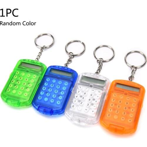 1 pcs Newest 8 Digits Electronic Mini Calculator School Office Company Calculator Accounting Tool with Keychain Random Color