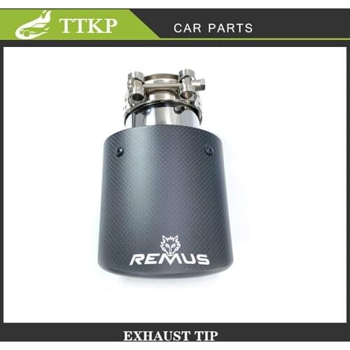 1 PC Matte Carbon Fiber+Black Stainless steel For Car Exhaust Mulffer Pipes Remus Tips Muffler