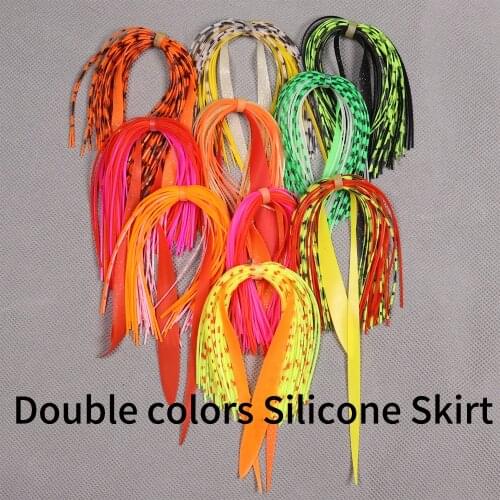 10 Bundles Double Colors Mixed Silicone Skirt Trailer Replacement for Slider Jigs Squid Madai Snapper Jigging Fishing Lure