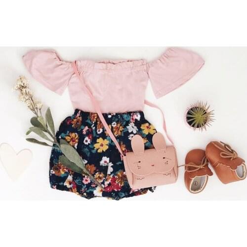 Toddler Kid Baby Girl Clothes Romper Tops Susnuit Flower Short Pants Outfit 2Pcs Summer Infant Baby Girls