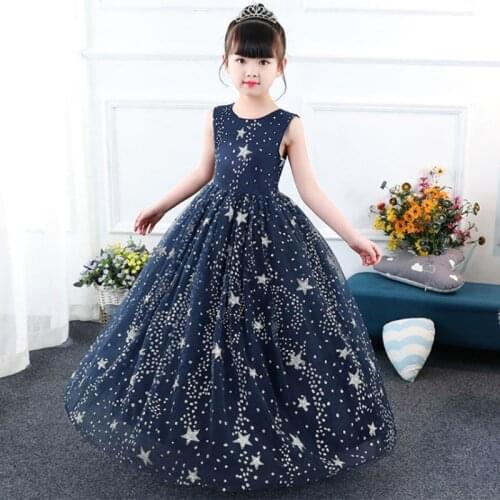 2020 Summer High Quality Flower Girl Wedding Evening Girl Long Dresses First Communion Princess Dress Baby Costume Vestido