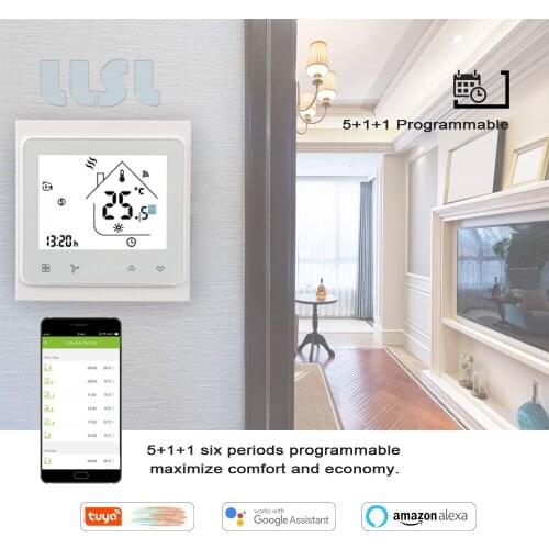 24v Two/Four tube FCU Air Conditioning Fan Coil Unit Tuya Wireless Wifi Air Conditioning Controller,Works with Alexa Google Home