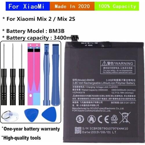 3400mAh BM3B Battery For Xiaomi Mix 2 / Mix 2S Mobile Phone Battery High Capacity Phone Replacement Batteries + Tools