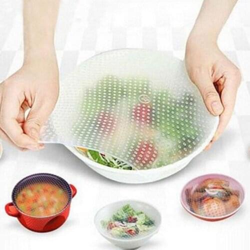 4pcs Thicker Kitchen Sealing Bags Reusable Saver Wrap Seal Stretch Cling Film Fresh-keeping Food Saver Refrigerator Storage Bag