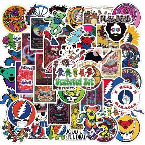 50PCS Rock Band Greatful Dead Stickers Laptop Guitar Luggage Waterproof Phone Bike Cool Graffiti Sticker Decal Kid Classic Toys