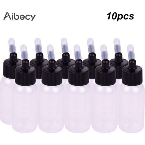 Aibecy Airbrush Paint Bottles Jars Pots Box of 10-each 1.2-Ounce(35cc) with Lid Adapter Cap Scale Line Dual-Action Siphon Feed