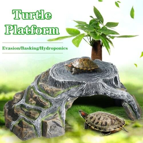 Reptile Shelter Turtle Basking Platform Terrarium Hideout Caves Resin Aquarium Landscape Vivarium Ornament