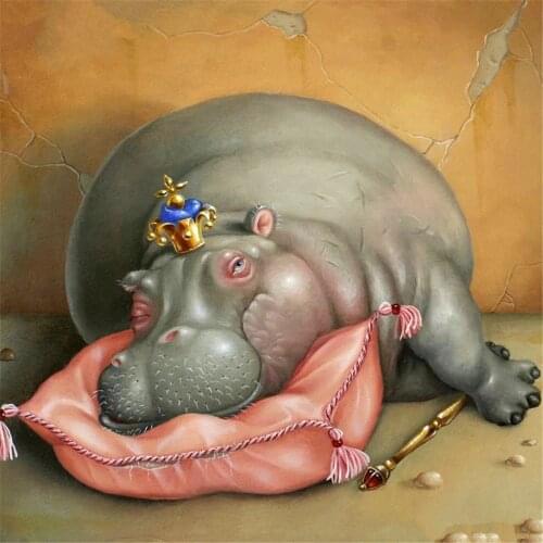 HUACAN Full Square/Round Drill 5D Diamond Painting Hippo Embroidery Mosaic Cartoon Cross Stitch Home Decor Gift