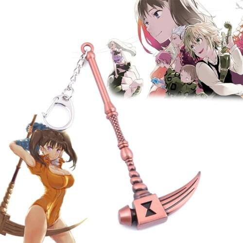 Anime Seven Deadly Sins Diane Scythe Keychain Accessories Cool Gothic Metal Cartoon Scythe Keyring Purse Cosplay Car Key Pendant