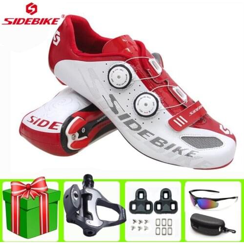 Sidebike 2021 Road Bike Shoes Bicicleta Self-Locking Carbon Fiber Breathable Cycling Sneakers Men Add Pedals Ultra-light Riding