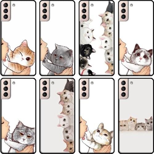 Kiss lovely Cats Case For Samsung Galaxy S21 Ultra S10 S8 S9 Note 10 Plus Note 20 S10e S20 FE Phone Cover