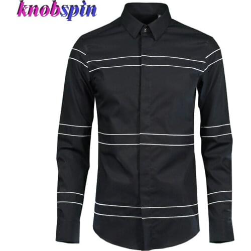 100% Cotton Business male Dress Shirt 2019 New line Embroidery long sleeve Slim Casual Chemise homme Plus size 4XL 48 Men shirts