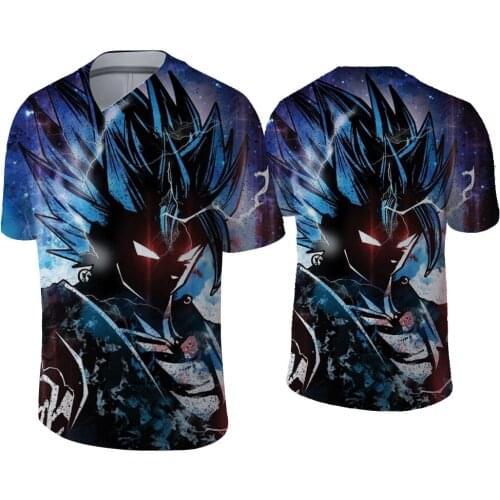 Mens Hip Hop T Shirt 3D Printed Goku V-neck t-Shirts Harajuku New Gothic Clothing Oversize t-Shirts Short Sleeved Street Shirt