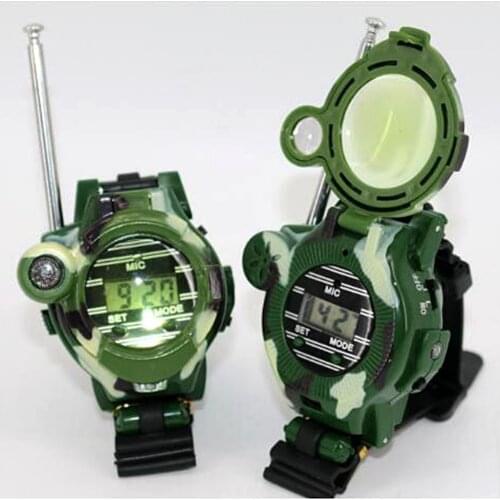 1 Pair 7-in-1 Camouflage Childrens Walkie-talkie Toys Parent-child Interactive Toy Watch Magnifying Glass Luminous Compass Gift