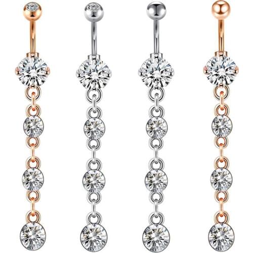 1PC Popular Piercing 10G High Quality Stainless Steel Zircon Tassel Grape Navel Nail Navel Ring Belly Fashion Piercing Jewelry