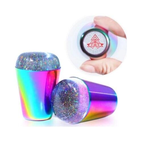 Colorful Nail Art Decoration Seal Stamp Transparent Silicone Template Seal Stamp with Cover DIY Nail Art Manicure Tools