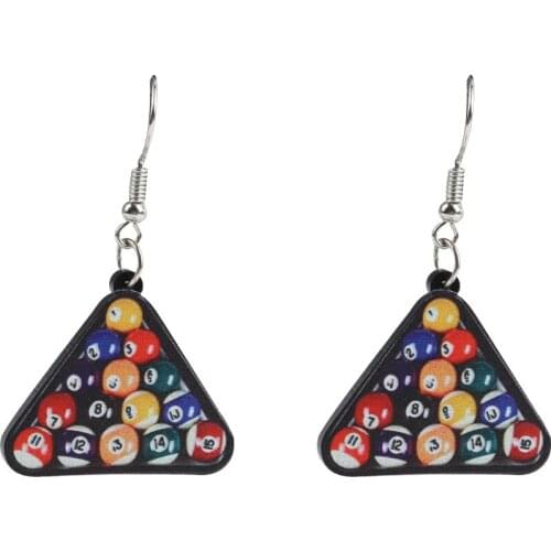 Creative Acrylic Funny Colorful Billiards Drop Earrings For Women Girl Billiard Ball Dangle Earrings Jewelry Beach Summer Gifts