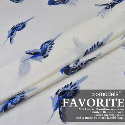 LEO&LIN Bluebird white silk dress fabric elastic yarn Baotou Spring (1 meter)