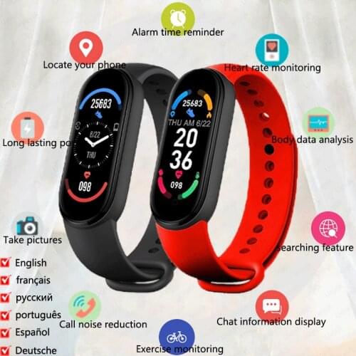 2021 Hot Fashion M6 Smart Bracelet Watch For Men Women Fitness Tracker Heart Rate Blood Pressure Monitor Smart Band 6 Smartwatch
